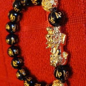 Mystical Black and Gold Dragon Charm Bracelet